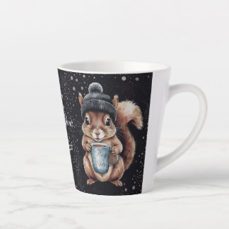 Caneca De Café Latte Eichhörnchen mit Tasse und Schnee „Stay Warm“