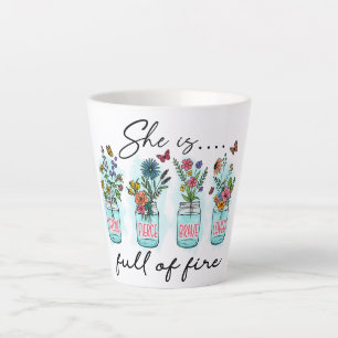 Caneca De Café Latte Ela É Cheio de Fogo - Empoderamento Fibrante
