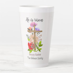 Caneca De Café Latte Ele está erguido, família floral de Páscoas de mad