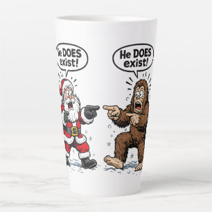 Caneca De Café Latte Ele existe! Papai Noel & Pé Grande