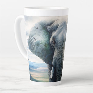 Caneca De Café Latte Elefante Fresco Feche