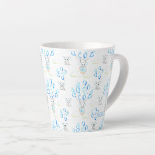 Caneca De Café Latte Elefantes Cachorros Balões e Nuvens Padrão de Meni