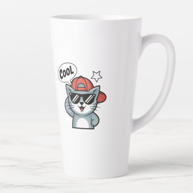 Caneca De Café Latte Elegância de Gato Bacana (Direita)