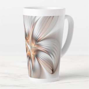 Caneca De Café Latte Elegância Floral Moderna Abstrato de Arte Fractal