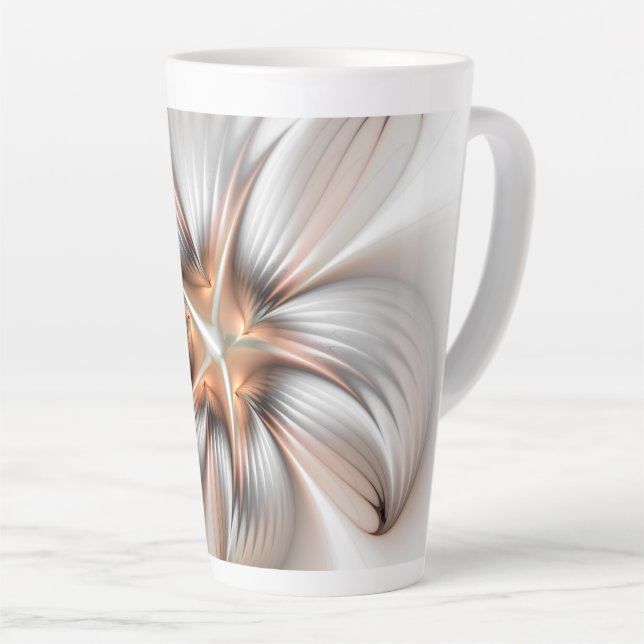 Caneca De Café Latte Elegância Floral Moderna Abstrato de Arte Fractal (Ângulo direito)