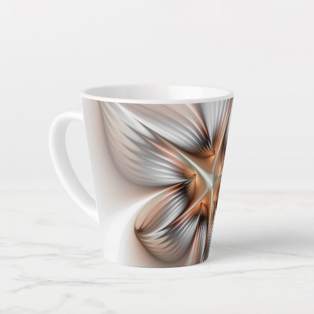 Caneca De Café Latte Elegância Floral Moderna Abstrato de Arte Fractal (Ângulo esquerdo)