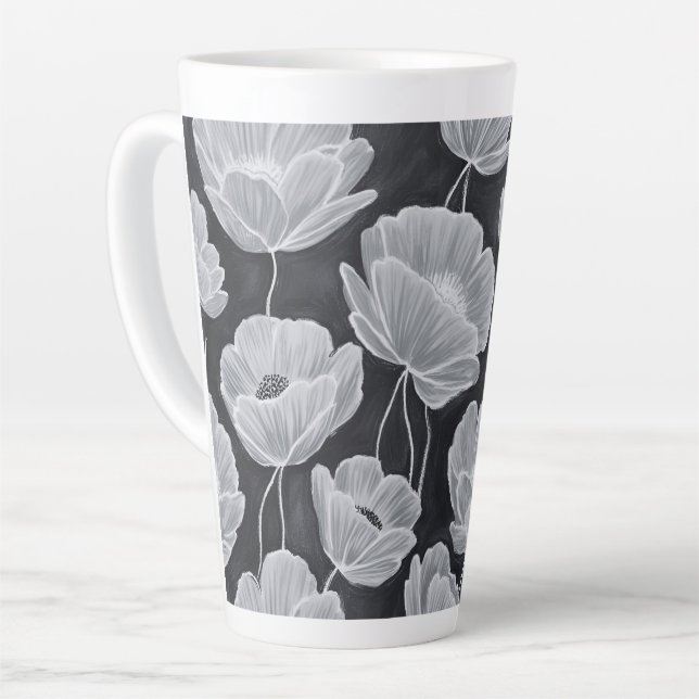 Caneca De Café Latte Elegant and Whimsical Poppies (Ângulo esquerdo)
