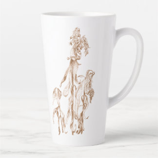 Caneca De Café Latte Elegant Botanical Cozy Ink Art