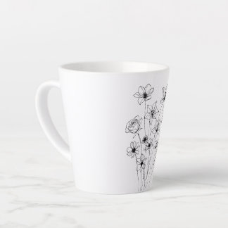 Caneca De Café Latte Elegant Floral Bouquet Line Art