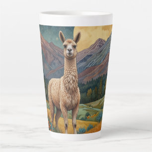 Caneca De Café Latte Elegante boho lama alpaca paisagem de vintage
