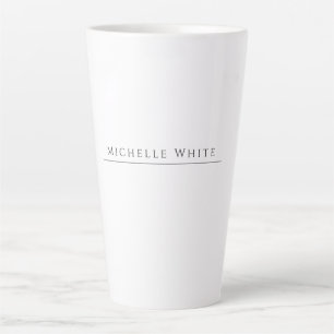 Caneca De Café Latte Elegante Branco Profissional Moderno Nome Próprio