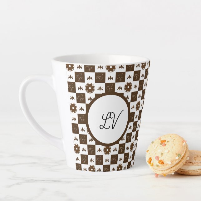 Caneca De Café Latte Elegante Classic Pattern Design (In Situ)