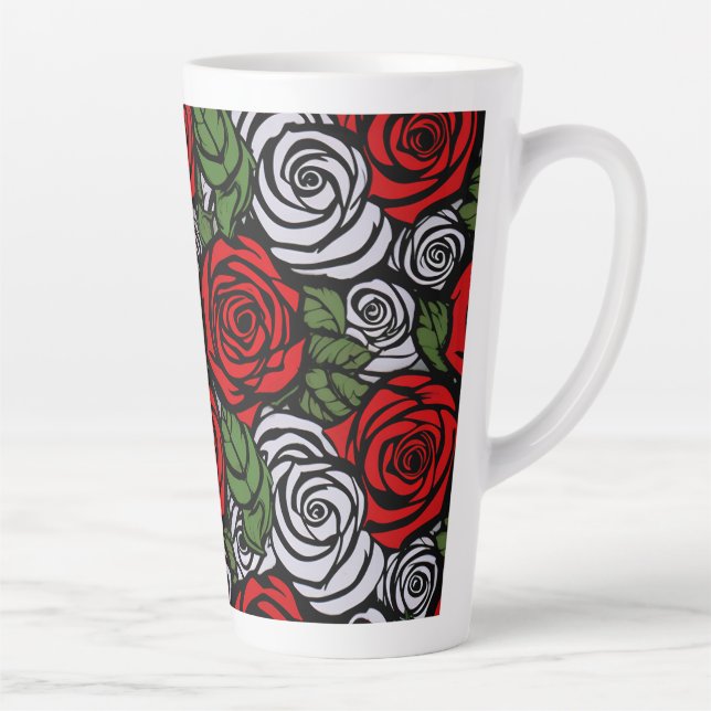Caneca De Café Latte Elegante Classy Floral Trendy Chic Rosa Na moda (Direita)
