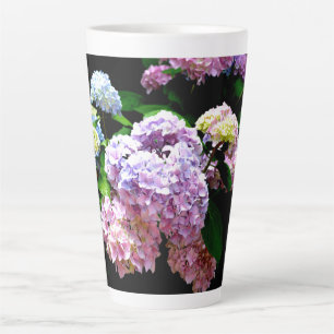 Caneca De Café Latte Elegante cor-de-rosa púrpura azul floral Melhor Mã