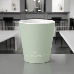 Caneca De Café Latte Elegante do Monograma Moderno Minimalista Verde Sa<br><div class="desc">Apresentando nossa Coleção Elegante do Monograma Moderno Minimalista Verde: Elevem sua estética com sofisticação serena e elegância eterno. Nossa coleção mostra designs minimalistas em uma matiz verde tranquila, complementada por monogramas refinados adaptados ao seu estilo pessoal. De papelaria polida a acessórios versáteis, cada peça da nossa coleção é meticulosamente trabalhada...</div>
