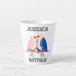 Caneca De Café Latte Elegante Happy Valentines Day Doce Nome Do Casal
