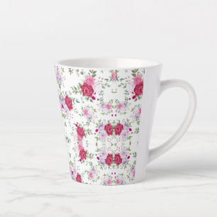 Caneca De Café Latte Elegante Jardim Floral Burgundy e Rosa Lavanda
