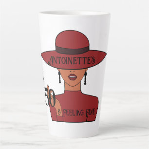 Caneca De Café Latte Elegante Red Hat 50th Birthday