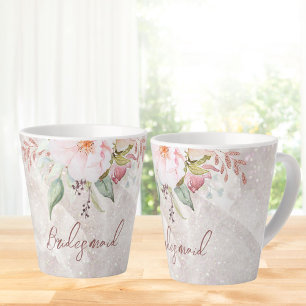 Caneca De Café Latte Elegante Rosa Rosa Rosa Pintada, Peony Floral Marb