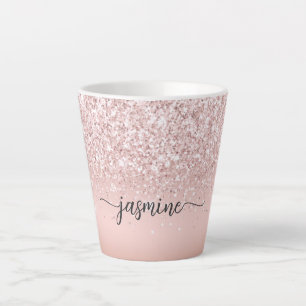 Caneca De Café Latte Elegante rosa rosa rosa rosa rosa Dourada com nome