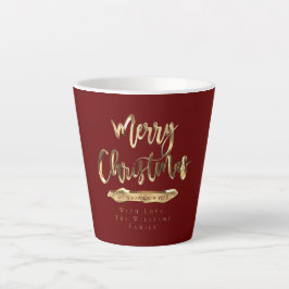 Caneca De Café Latte Elegante Roteiro Feliz Natal e Feliz ano novo