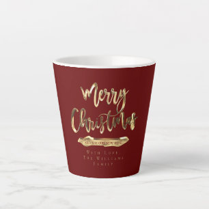 Caneca De Café Latte Elegante Roteiro Feliz Natal e Feliz ano novo