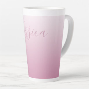 Caneca De Café Latte Elegante Roteiro & Rosa (qualquer cor) Ombre Editá