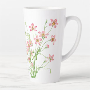 Caneca De Café Latte Elegante Vintage Floral Rosa Grande