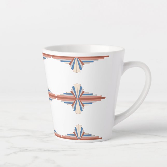 Caneca De Café Latte Elementos de deco de arte em ouro-rosa, castanho e (Direita)