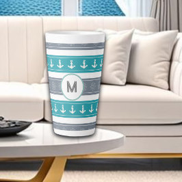Caneca De Café Latte Elementos Náuticos para Barcos de Padrões