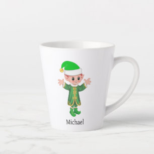 Caneca De Café Latte Elfo da Sorte Moderno com Letra e Monograma