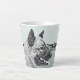 Caneca De Café Latte Elkhound norueguês na pintura da vila - Arte canin