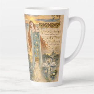 Caneca De Café Latte Elsa Art Nouveau Lohengrin com Cisnes