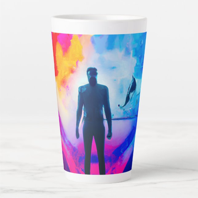 Caneca De Café Latte Em pé em Cores (Frente)