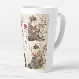 Caneca De Café Latte "Em Pleno Apogeu" Gato Japonês em Arte de Quimono