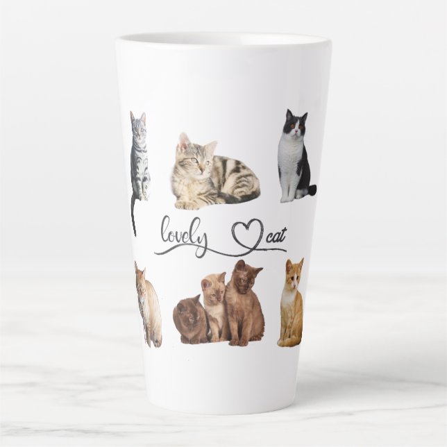 Caneca De Café Latte Embalagem de gatos, Encapsulamento de gatos engraç (Frente)