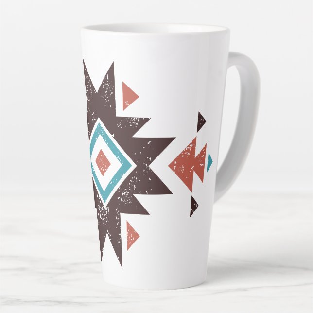 Caneca De Café Latte Emblema de Diamante Boho (Ângulo direito)