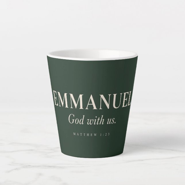Caneca De Café Latte EMMANUEL | Mateus 1:23 | Natal (Frente)