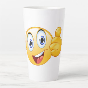 Caneca De Café Latte Emoji Polegar Para Cima Bem Feito Rosto Feliz Sorr