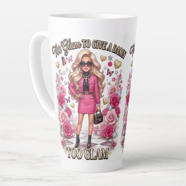 Caneca De Café Latte empoderamento de mulheres glamorosas (Ângulo esquerdo)