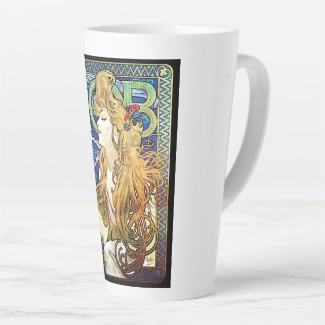 Caneca De Café Latte Emprego de Alphonse Mucha (Ângulo direito)