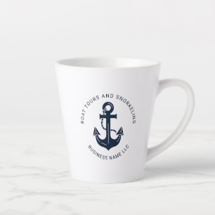 Caneca De Café Latte Empresa Náutica Negócios Azul Âncora Personalizado
