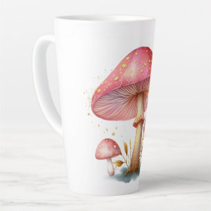 Caneca De Café Latte Encantado Delícia de Cogumelo Rosa