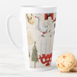 Caneca De Café Latte Encantador Natal Folclórico Escandinavo