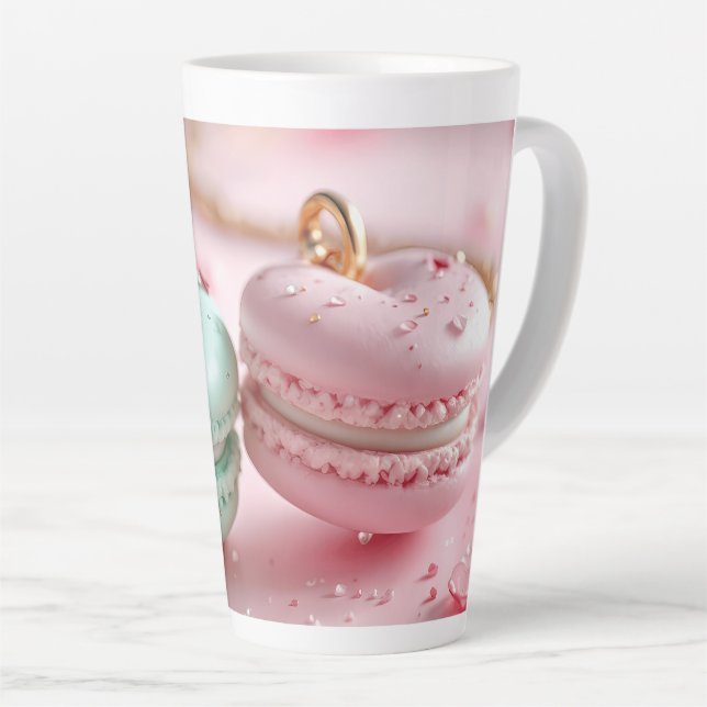 Caneca De Café Latte Encantador Tema Macaron (Ângulo direito)