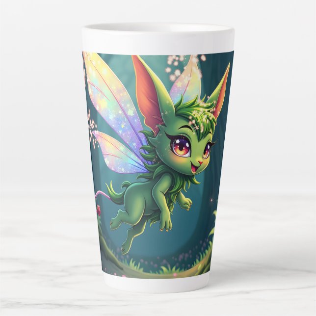 Caneca De Café Latte Enchanted Fairy Critter – Magical Forest Sprite  (Frente)