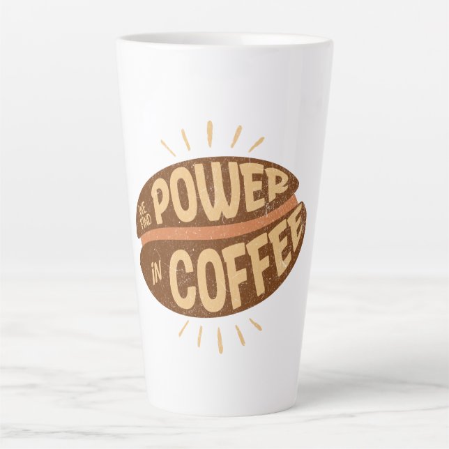 Caneca De Café Latte Encontramos PODER no Café (Frente)