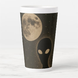 Caneca De Café Latte Encontro de Alienígena Retroativa das canetas