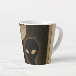 Caneca De Café Latte Encontro de Alienígena Retroativa das canetas
