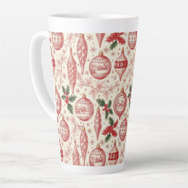 Caneca De Café Latte Enfeites de Natal em Toile Vermelho Chinoiserie